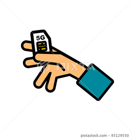 手持 5G SIM 卡。向量。 93129550