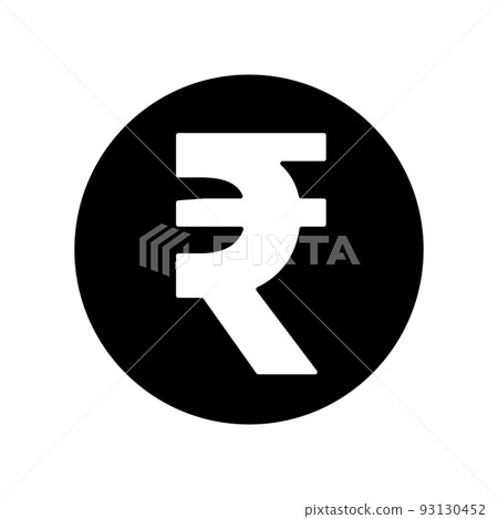 圓形印度盧比剪影圖標。向量。 93130452