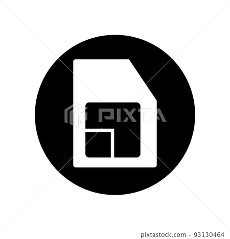 Round SIM card icon. Cellular communication microchip. vector. 93130464