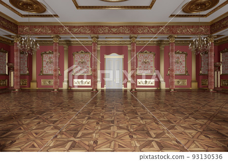 The ballroom and restaurant in classic style. 3D render The ballroom and restaurant in classic style. 3D render 93130536