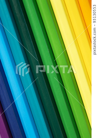 Multi colored Crayons in a row like rainbow. Colourful pencils background. Multi colored Crayons in a row like rainbow. Colourful pencils background. 93130553