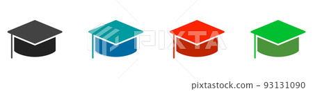 Colorful graduation hat icon set. graduation mark. Doctor's cap. vector. 93131090