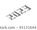 2023. Isometric text Happy New Year. 93131644