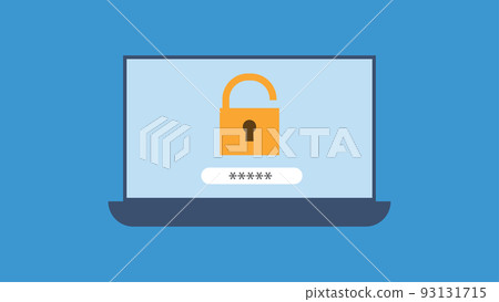 Laptop with login and password form page on screen. Sign in to account, user authorization, login authentication page concept. Username, password fields. Flat design, vector illustration on background 93131715