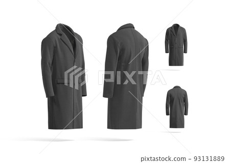 Blank black wool coat mockup, different sides 93131889
