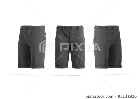 Blank black men shorts mockup, front and side view Blank black men shorts mockup, front and side view 93131920