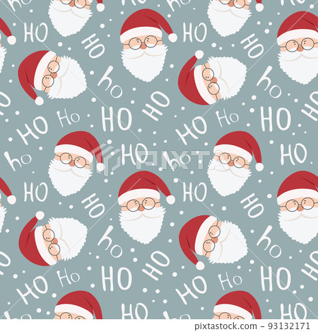 Christmas seamless pattern with Santa Claus and snowflakes.  Flat style. 93132171