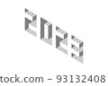 2023. Isometric text Happy New Year. 93132408