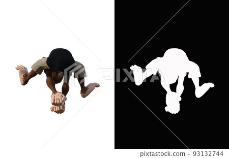 Toon Monkey poses for your composition. Monkey character isolated on white background with alpha mask for quick isolation for your composite work. 3D rendering - illustration. 93132744