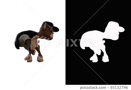 Toon Monkey poses for your composition. Monkey character isolated on white background with alpha mask for quick isolation for your composite work. 3D rendering - illustration. 93132746