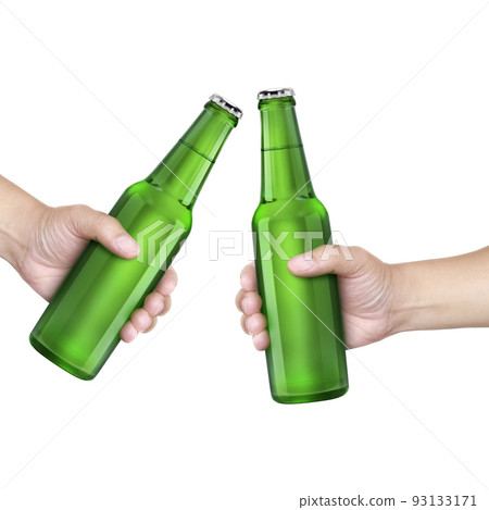 A man holding Beer bottle isolated on white background A man holding Beer bottle isolated on white background 93133171