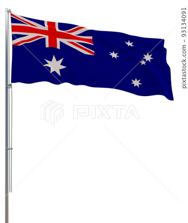 Australia flag waving in the wind, transparent background, realistic 3D rendering 93134091