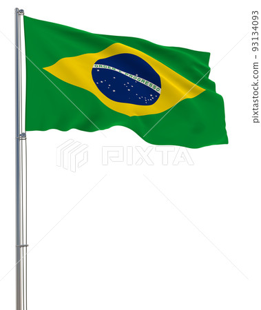Brazil flag waving in the wind, transparent background, realistic 3D rendering 93134093