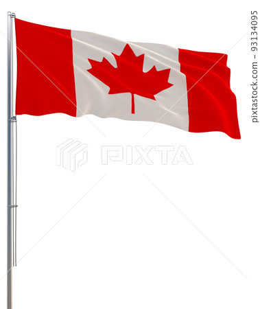Canada flag waving in the wind, transparent background, realistic 3D rendering 93134095