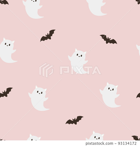 Halloween seamless paper with funny cat ghosts and bats Halloween seamless paper with funny cat ghosts and bats 93134172
