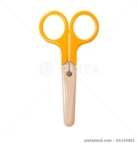 Scissors, stationery tool for cutting paper and thin materials, vector illustration. 93134981