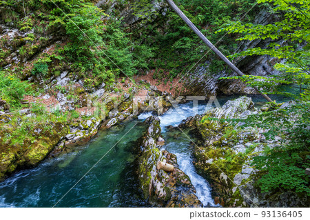 Radovna River In Vintgar Gorge In Slovenia Radovna River In Vintgar Gorge In Slovenia 93136405