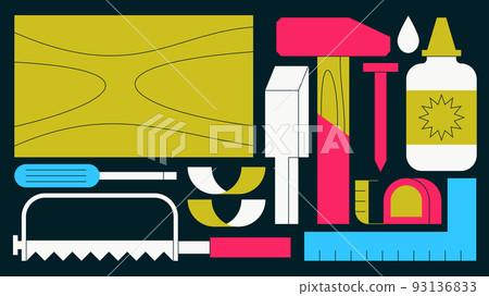 Woodworking Tools Flat Illustration Woodworking Tools Flat Illustration 93136833