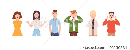 Set of surprised people flat style, vector illustration Set of surprised people flat style, vector illustration 93136884