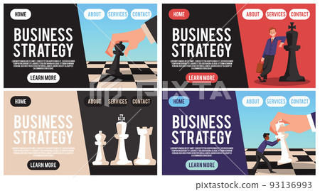 Set of website banners about business strategy flat style 93136993