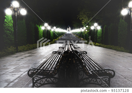 In a night park in the city of Zheleznovodsk. In a night park in the city of Zheleznovodsk. 93137128