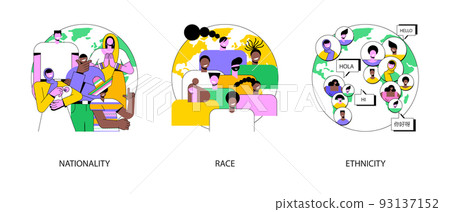 Human diversity abstract concept vector illustration set. Nationality, race and ethnicity, birth certificate, human rights, skin color, national cuisine, cultural heritage, ancestry abstract metaphor. Human diversity abstract concept vector illustration set. Nationality, race and ethnicity, birth certificate, human rights, skin color, national cuisine, cultural heritage, ancestry abstract metaphor. 93137152