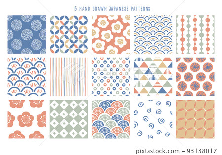 日本模式集合/無縫幾何圖案背景 93138017