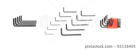 Hex key collection isolated on white background top view Hex key collection isolated on white background top view 93138405