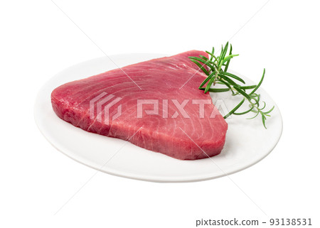 Raw Tuna Steak Isolated 93138531