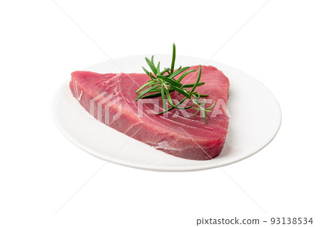 Raw Tuna Steak Isolated 93138534