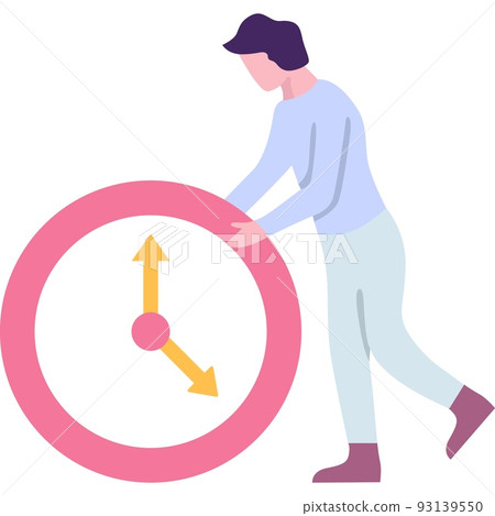 Man with clock vector deadline flat icon 93139550
