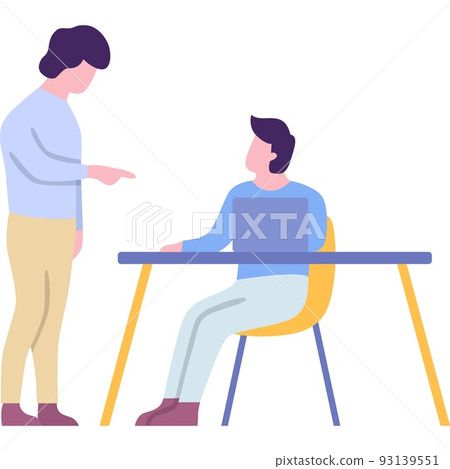 Coworker talking at workplace flat vector icon Coworker talking at workplace flat vector icon 93139551