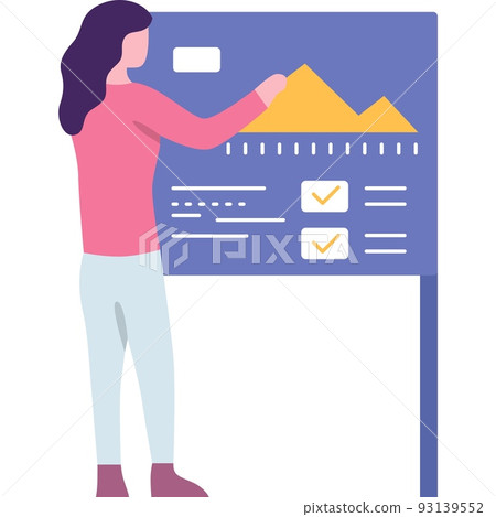 Office worker analyze statistics flat vector icon Office worker analyze statistics flat vector icon 93139552