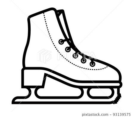 black linear icon of skate for skating on ice in winter. 93139575