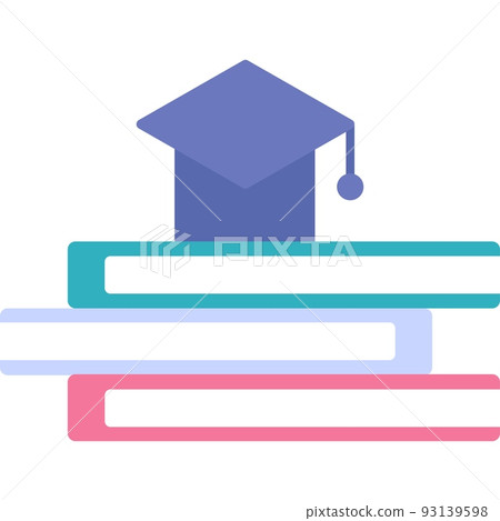 Graduation cap on book stack vector icon isolated 93139598