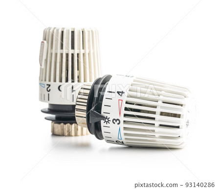 Thermostatic valve head isolated on white background. 93140286