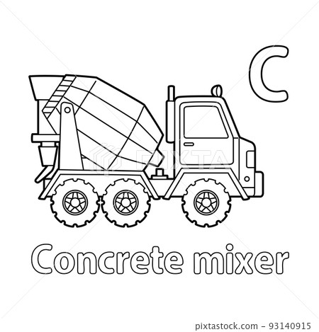 Concrete Mixer Alphabet ABC Coloring Page C 93140915