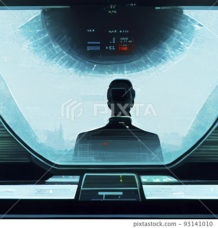 Sonar Screen for Submarines And Ships. Radar Sonar with Object on Map. Futuristic HUD Navigation Monitor 93141010