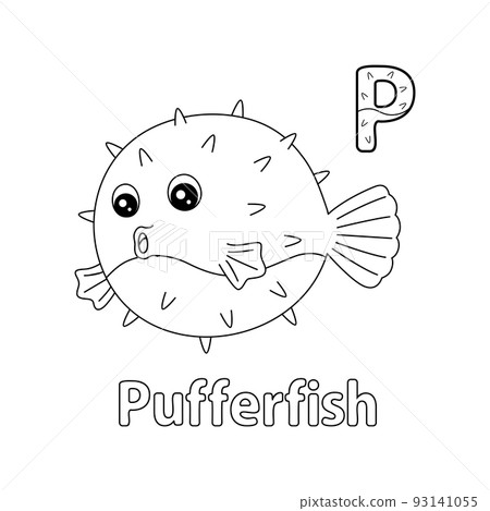 Pufferfish Alphabet ABC Coloring Page P 93141055