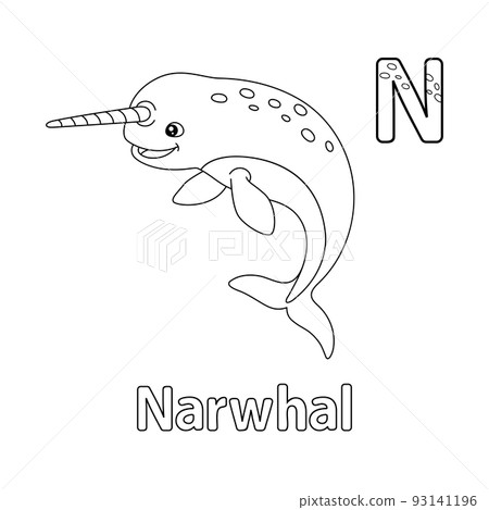 Narwhal Alphabet ABC Coloring Page N Narwhal Alphabet ABC Coloring Page N 93141196