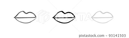 Hand Drawn Lips Icon Isolated 93141503