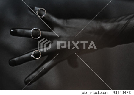 Three wedding rings on the hand. Wedding day Three wedding rings on the hand. Wedding day 93143478