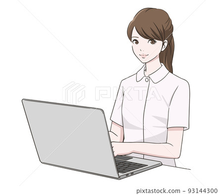 Nurse woman working on PC - Stock Illustration [93144300] - PIXTA