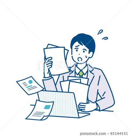 Illustration material of a busy businessman Paperless work that has not progressed 93144531