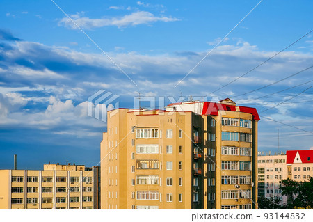 Residential high-rise houses. Aerial view of buildings in suburbs Residential high-rise houses. Aerial view of buildings in suburbs 93144832