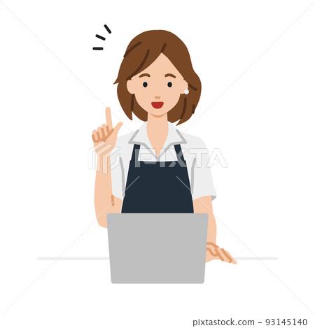 A clerk woman who sat at the desk and opened the PC and had an idea A clerk woman who sat at the desk and opened the PC and had an idea 93145140
