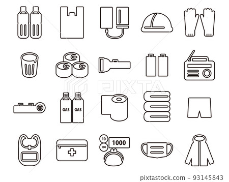 Set of disaster prevention goods illustration_outline 93145843