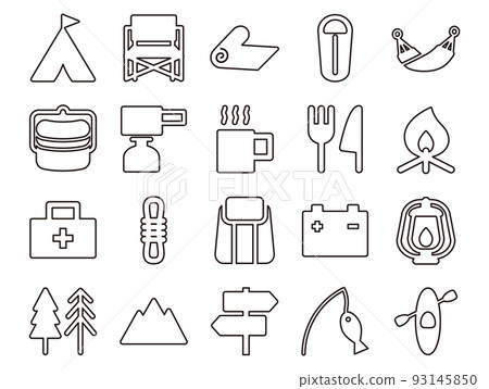 Set of camping icons _ outline 93145850