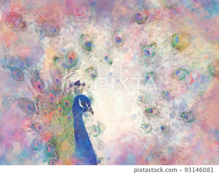 Watercolor Digital Painting of Peacock 93146081