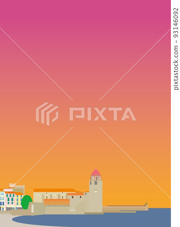 Collioure collioure Church of Notre Dame des Anges France evening view Collioure collioure Church of Notre Dame des Anges France evening view 93146092